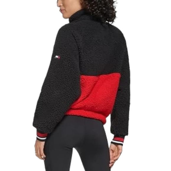 Tommy Hilfiger Sport Women's L Faux Sherpa Half Zip Pullover Athletic Jacket NWT - Picture 2 of 11
